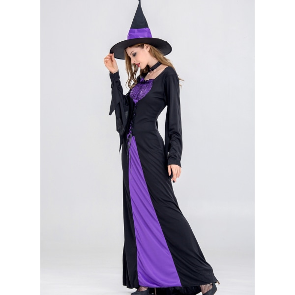 Halloween häxdräkt kvinnlig vuxen cs dräkt skräckhäxmaskerad XL