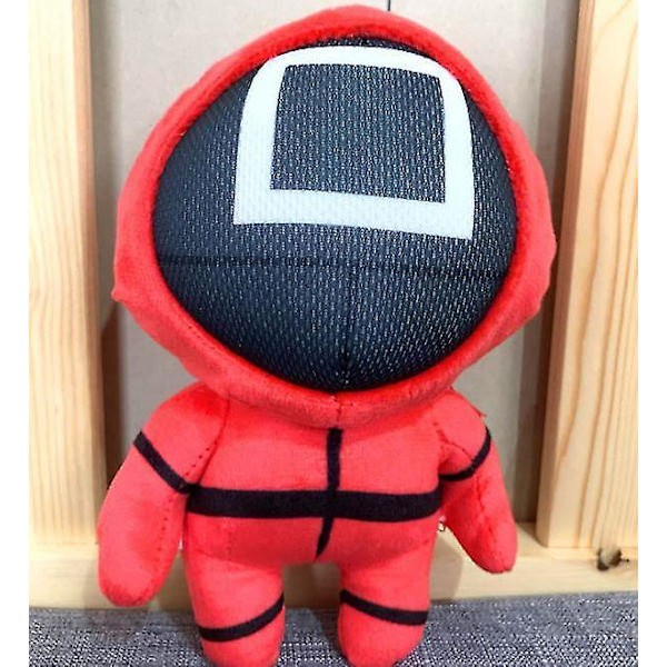 Red Squid Game Plysch fyllda karaktärsleksaker Halloween julklappar för barn Square pattern 30cm