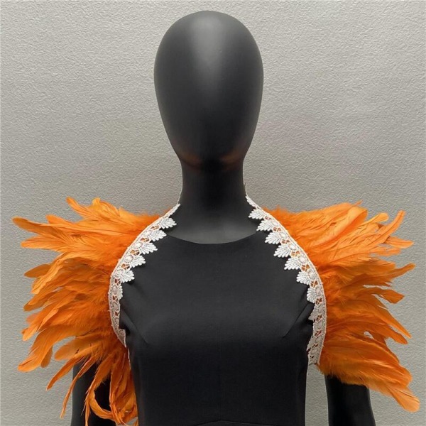 Halloween kostym tillbehör fjäder sjal falsk krage gotisk stil maskerad scen catwalk pure orange
