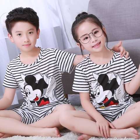 Tecknade Pyjamas Set Barn Flicka Pojke Lång Pyjamas Sovkläder Nattkläder Mickey Mouse 8-9 Years