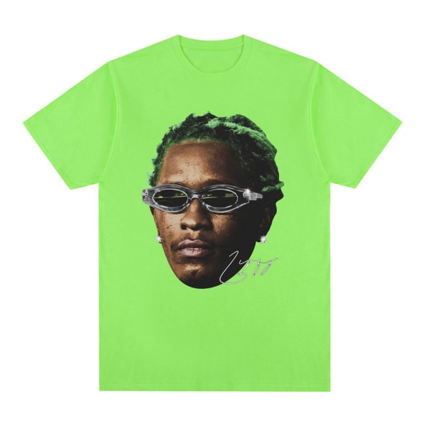 Rapper Young Thug Grafisk T-shirt Herr Kvinnor Mode Hip Hop Vintage T-shirt Green M