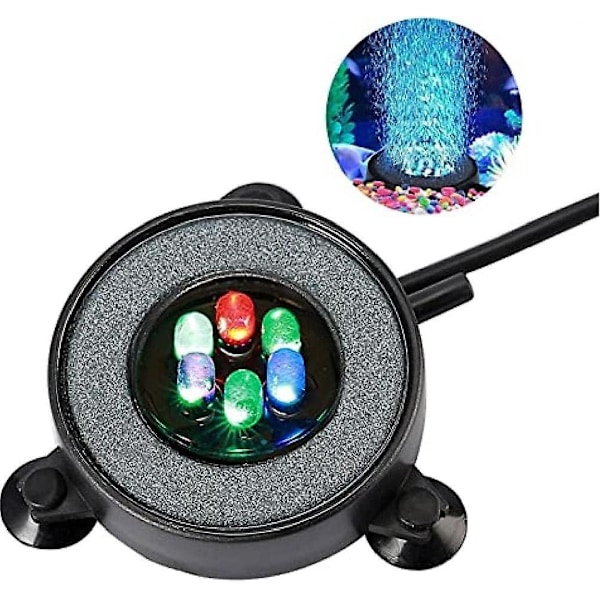 Akvarielys, Akvarielys til fisketank, Akvarieluftsten Bobletank Luftsten Lumble med 6 farveskiftende LED'er til akvarium