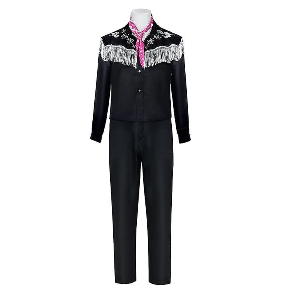 Film Ryan Gosling Ken Cosplay Kostym Retro Svart Broderi Tofsar Skjorta Herr Scenuppträdande Halloween Festkläder 2023 5T(120cm)