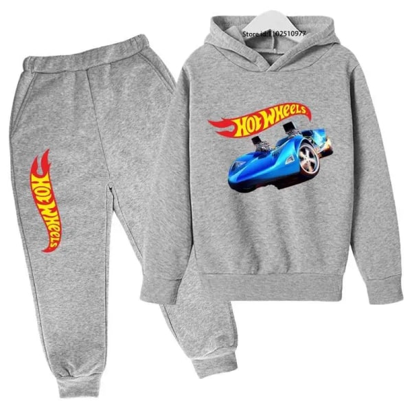 Hot Wheels Barn Vår Höst Casual Träningsoveraller 3-13 år Pojkar Flickor 2st Pullover Huvtröja+byxor Kostymer Barnkläder Set 10 8-9T