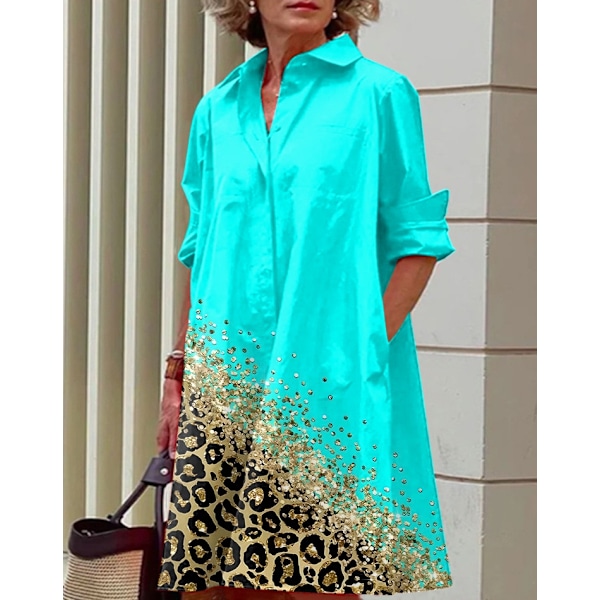 Sommar Populär Enfärgad Polka Dot Print Sexig Skjorta Sommarklänning Lös Pocket Dress A9SYDDH230411C 3XL