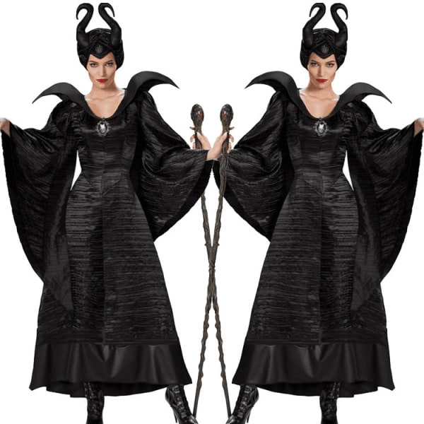 Halloween kostym Maleficent svart häxadräkt vuxen dräkt djävul kostym cosplay kostym XL