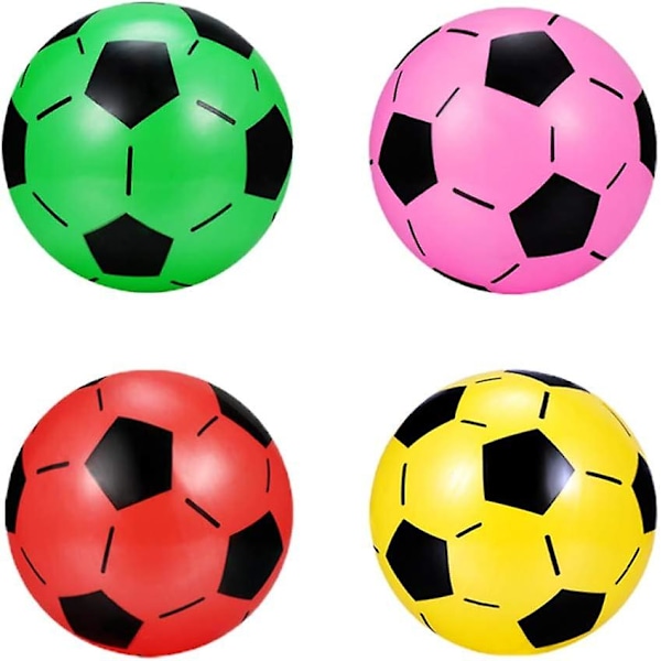 4 st Plast Uppblåsbar Fotboll Barn Traditionell Fotboll Leksak Strandbollar Bulk Uppblåsbara Vinylbollar för Pool Barnkalas Slumpmässig Färg