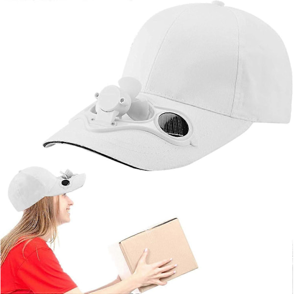 Hvit caps med vifte, solcelle vifte caps, sommer vifte caps, baseballcaps, golfcaps, solcelle vifte caps for menn og kvinner