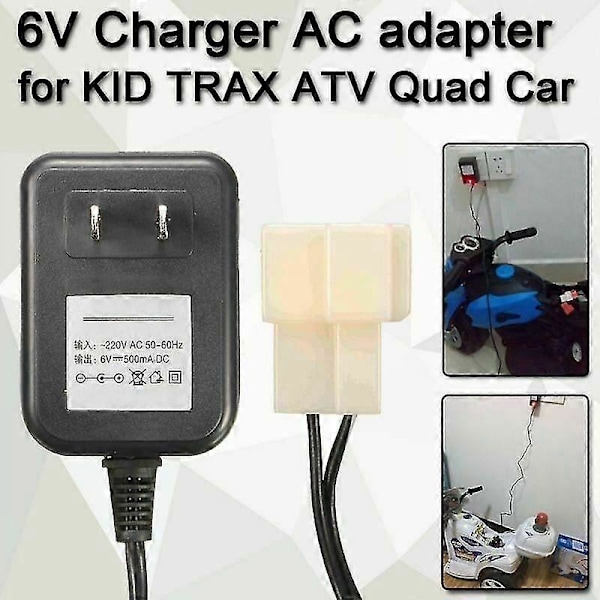 Ny väggladdare AC-adapter för 6V batteridriven åkbar TRAX ATV Quad bil för barn