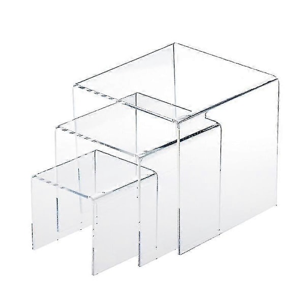 Akryl Display Risers 3 Størrelser Trin Akryl Display Stand Anti-korrosion Klar Vitrineskab Hylde Til Figur Samling Smykker Cup Cake Buffet