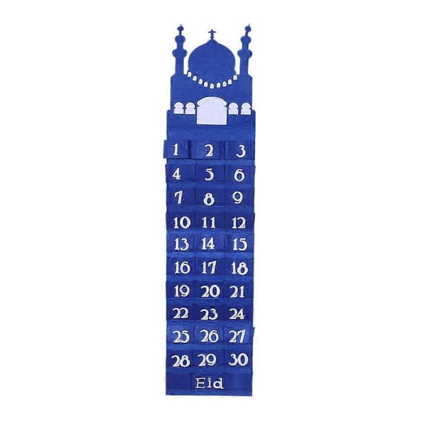 Filt Ramadan Eid Mubarak Väggbonad Numrerad Nedräkningskalender 30 Fack Hem