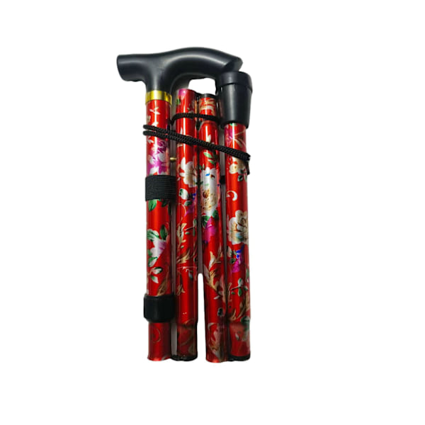 Krycka - Justerbar och hopfällbar - Lättvikt - Bekvämt grepp - Hållbar rollator - Hopfällbar krycka, Röd
