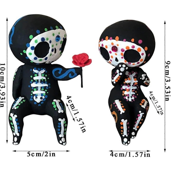 Halloween-Sukkerkraniefigurer, Dejlige Harpikshåndværk Sukkerkranie Par Statue Dekor, Harpiksskelet Par Figur Gotiske Bordplade Ornamenter til Mot