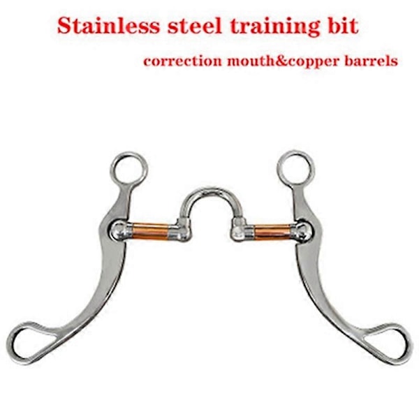 Rustfrit Stål Snaffle Bid Hestebid Western Snaffle Bid til Mundtræning Bid med Kobberport
