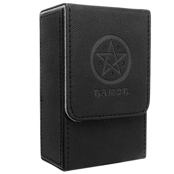 Tarot-säilytyslaatikko aurinko- ja kuukuvioinnilla, suuri koko, PU-nahkaa, tarot-korttilaatikko yleiskokoisille tarot-korteille, musta