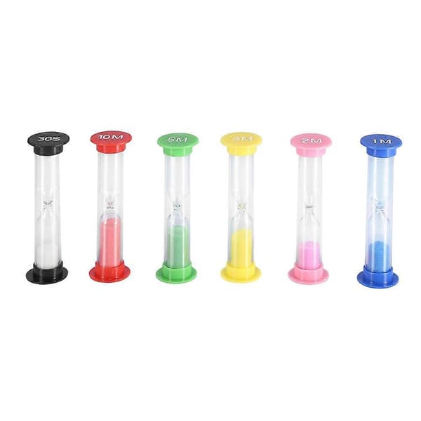 6 st/set Sandglas Timer Timglas för Matlagning Bakning Spel Träning Dekoration