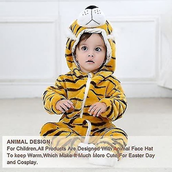 Unisex baby Vinter Höst Flanell Huva Romper Cosplay Jumpsuit Hög kvalitet Tiger 2 5 Months