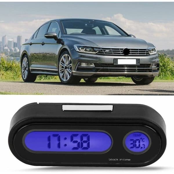 Biltermometer voltmeter klokke. 2-i-1 bilinteriør mini elektronisk LED digital klokke termometer voltmeter