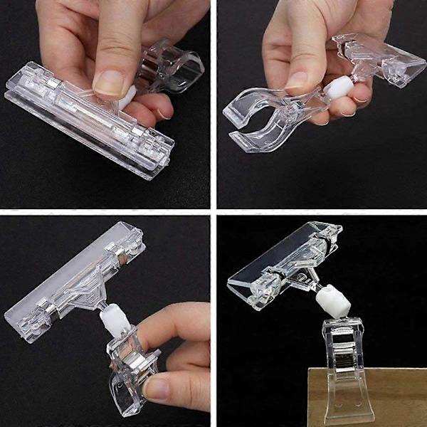 25 stk. Plastik Vareskilte Klips Drejelig Clip-on Holder Display Klips Holder Stand Prisvisning