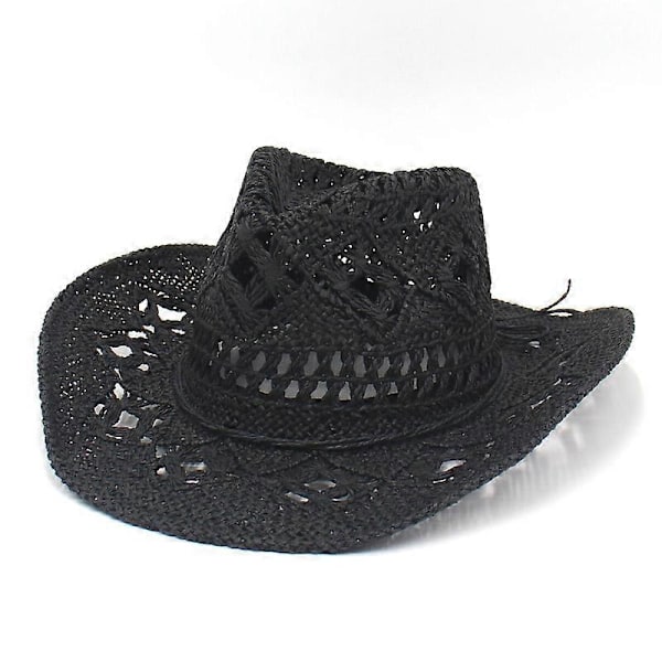 Udendørs Cowboyhatte til Mænd og Kvinder, Håndvævet Stråhat, Åndbar Hvid