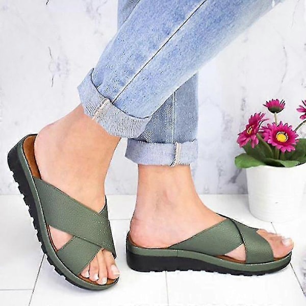 Sommartofflor Dam Tofflor Skor Slip On Plattform Mules Sandaler Storlek