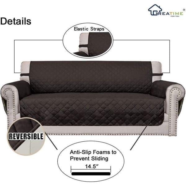 Vanntett dobbelt sofatrekk med elastisk bånd, egnet for kjæledyr, barn, hunder og katter (dobbel sofa, svart).