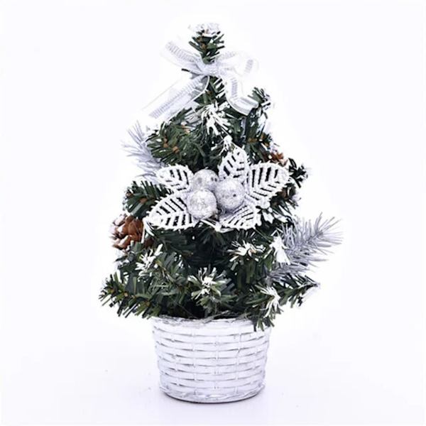 Julgransprydnad Dekoration Hem Bärbart Bord Xmas Festival Mini Inredning 20cm Navidad Presenter Jultomten Nyårsträd Silver 2