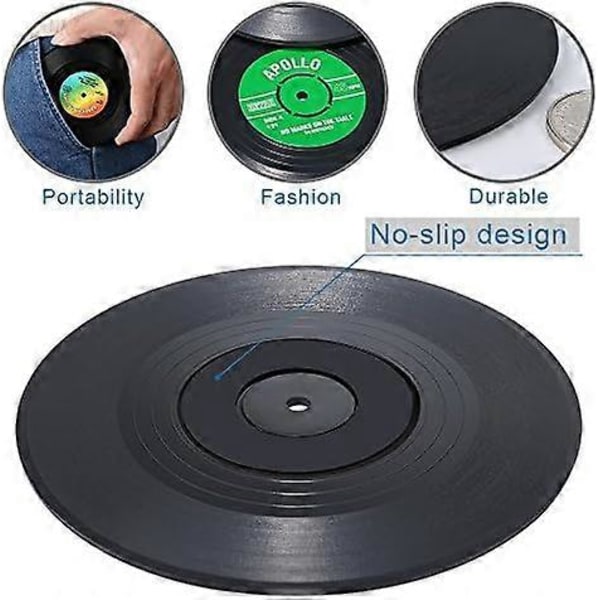 Platespillermatters for Drikke, Morsomme, Absorberende, Nyhet 6 Stykker Vinyl Disk Matbrikker, Effektiv Beskyttelse av Skrivebordet for å Forebygge