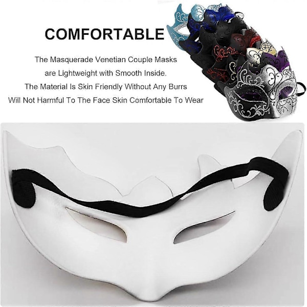 Maskeradmask för män Par Venetiansk mask för Halloween Mardi Gras Kostymfest Bal