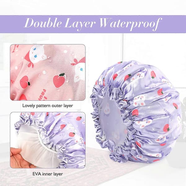 2 stk. rosa, lilla dusjhetter, dusjhette for barn, vanntett gjenbrukbar badehette, egnet for gutter og jenter, dusjsalonger