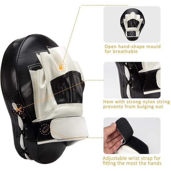 Boxning Curved Focus Punching Mitts- Läderträningshandkuddar, idealisk för Karate, Muay Thai Kick, Sparring, Dojo, Kampsport