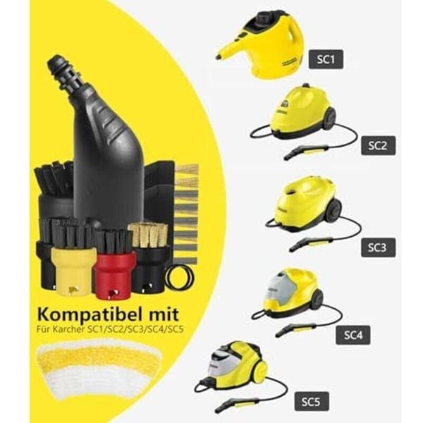 Kärcher 14-dels tilbehørssett - Vedlikehold SC1/SC2/SC3/SC4/SC5 - Hjem - Forlenget/buet dyse, rund børste - Kärcher-eiere