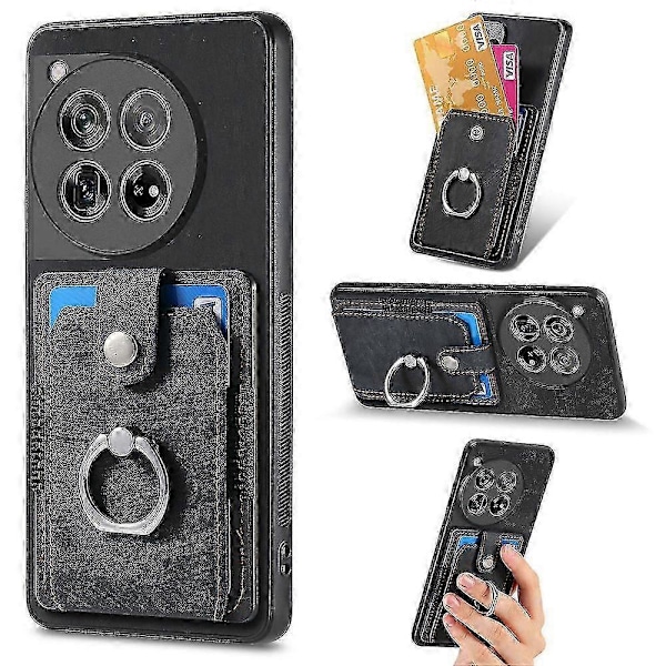 Telefondeksel for OnePlus 12 5G Etui Retro Fallbestandig Lær+TPU Støtte Shell