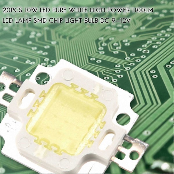 20 STK 10W LED Ren Hvid 1100LM LED Lampe SMD Chip lys Pære DC 9-12V