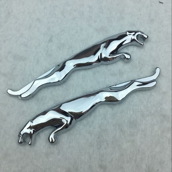 2-pack Jaguar Märkesdekaler - 1,8 cm/20 cm, Silver