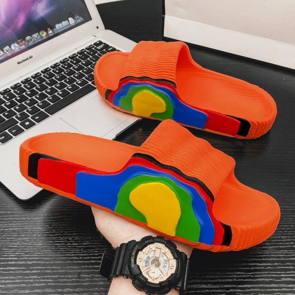 Tofflor herr ytterkläder sommar sport kokos stepping bajs känsla halkfri mjuk sula flipflops utomhus strand tjock sula sandal 2025orange 45-46