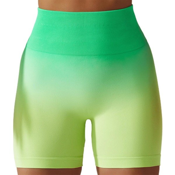 Gradient Seamless Gym Byxa Butt Lift Slim Fit Shorts Light Green Yellow L