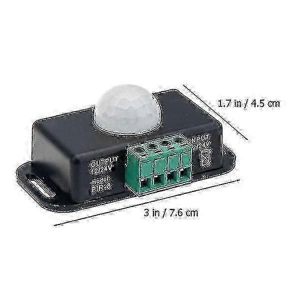 2 stk Infrarød Sensor 12-24v Bevegelsessensor Pir Kontroller Timer Lysbryter