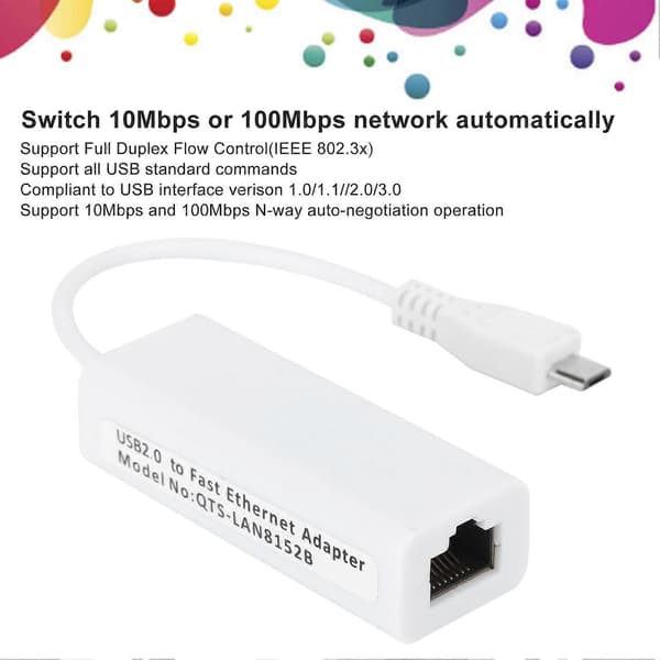 Netværkskort Adapter Micro USB til RJ45 Ethernet Port til Raspberry Pi Zero 1.3/W Motherboard