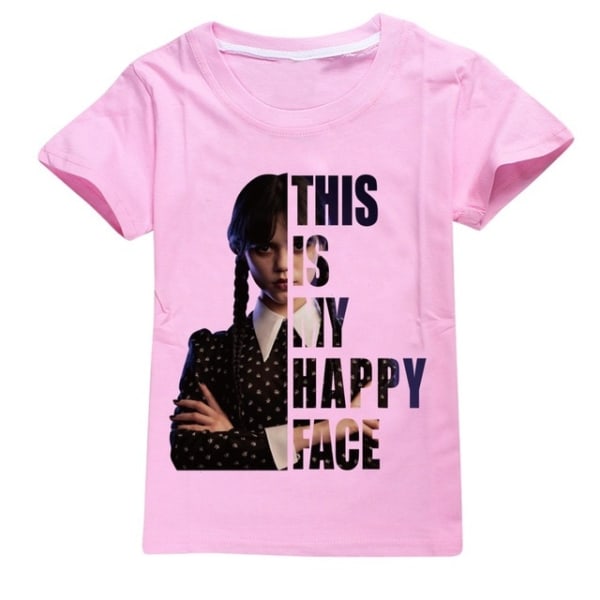 Summer Kids Cosplay Wednesday Addams Family Kortärmad T-shirt pink 120cm