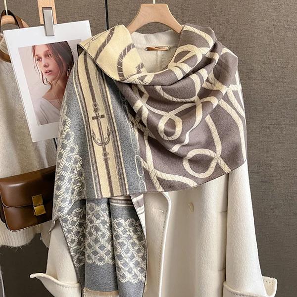 2023 Brand Warm Cashmere Poncho Sjal Scarf Print Tjock Pashmina Vinterfilt Wraps Bufanda Casual Hijab Stoles Echarpe FYR-66 65x185cm