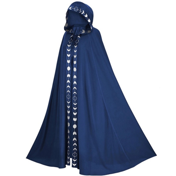 Halloween cape cape cosplay kostym Samurai wizard cape cape cape prestationsdräkt med huva blue L