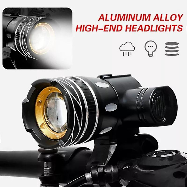 T6 LED Sykkellys/Sykkellampe/Lommelykt Vanntett Inntrekkbar Sykkellampe
