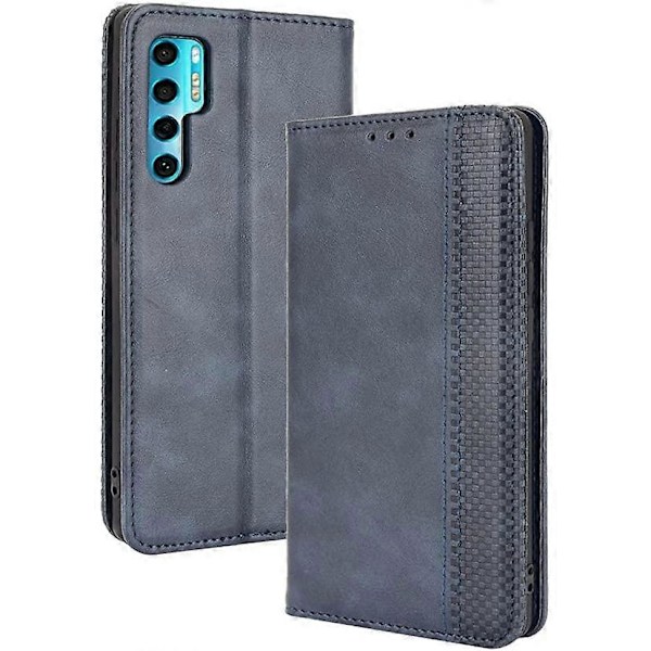 Telefoncover til TCL 20 Pro 5G, med kortlommer, beslag, TPU + PU læder, Flip Cover til TCL 20 Pro 5G. (Blå)