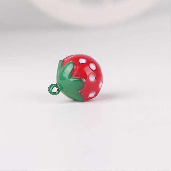 10 st Söta Mini Rosa Klockor Jordgubbsform Koppar Jingle Bells För Passande Halsband till Husdjur (röd)