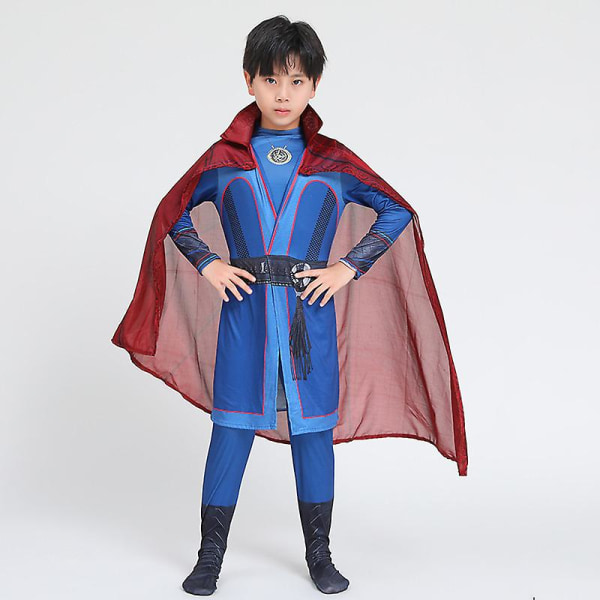 Filmkaraktär Dr. Strange Costume Superhjältestrumpbyxor Klä upp Rollspel Cape Costume Halloween Cosplay Barnpresentkostym 120