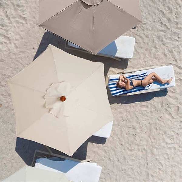 Parasol Udskiftningsbetræk - 6 Ribber - 2 M - Vandtæt - Anti-Ultraviolet - Udskiftningsstof (3M / 9.8Ft, Beige)