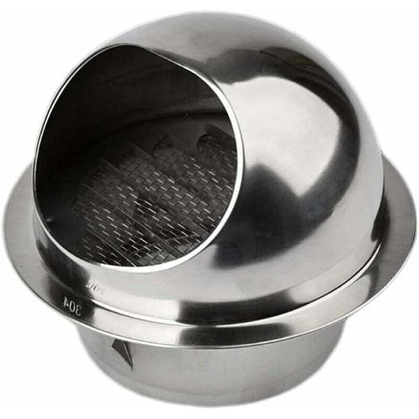 Rund ventilator med rustfritt stålrist, rundt ventilasjonsdeksel, veggmontert avtrekksventil, 100 mm luftventiler