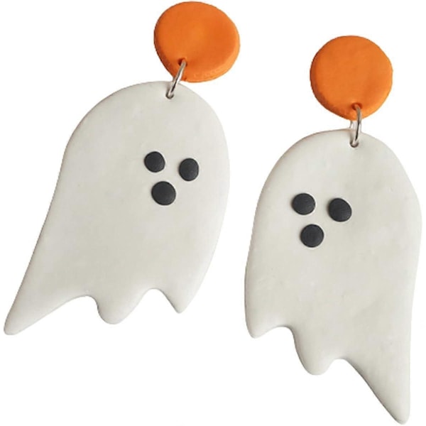 Morsomme Halloween Tre Gresskar Spøkelse Tegneserie Drop Øredobber Håndlagde Søte Spøkelse Sløyfe Boo Dingle Øredobber for Kvinner Jente Festlig Party Cosplay Kostyme Je
