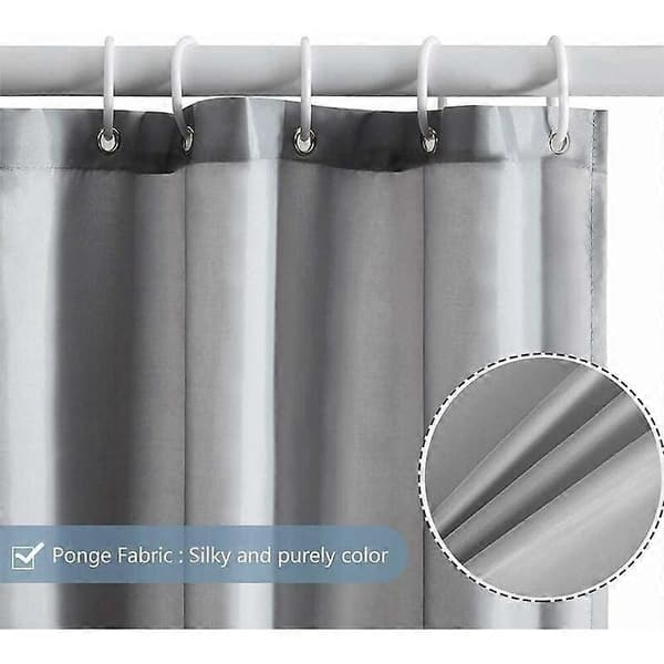 Vaskbart dusjforheng grått vanntett stoff muggsikkert polyester tekstil badeforheng med 8 kroker 120x200cm
